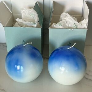 PartyLite Blue and White 3” Ball Candle Accents - coconut